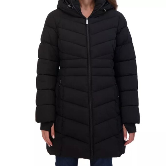 Sebby Collection Women's 3/4 Hooded Stretch Puffer Coat - Picture 4 of 4